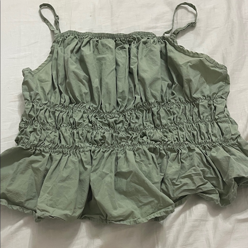 Green Ruched Women's Top